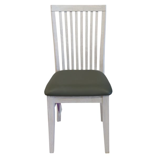PU Seat Dining Chair Set of 2 Solid Ash Wood Dining Furniture – White