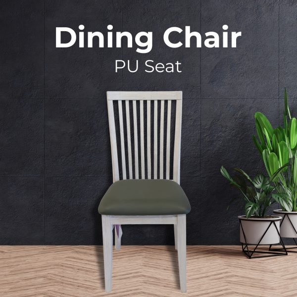 PU Seat Dining Chair Set of 2 Solid Ash Wood Dining Furniture – White