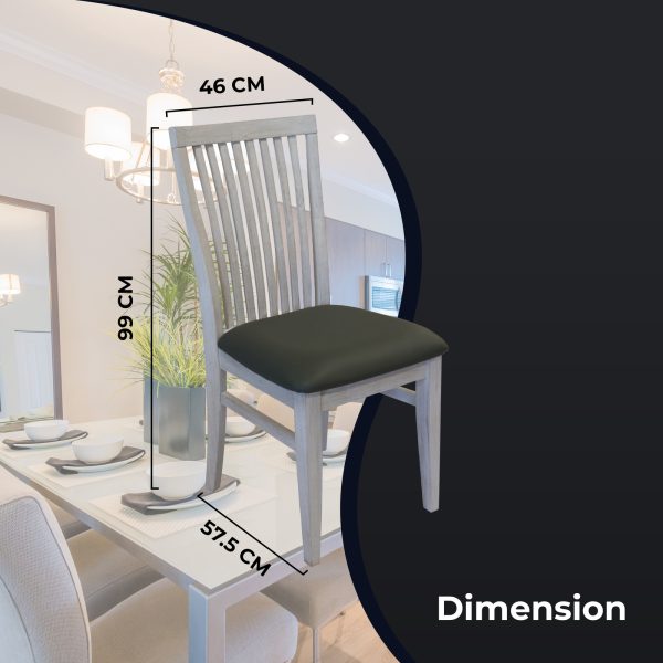 PU Seat Dining Chair Set of 2 Solid Ash Wood Dining Furniture – White