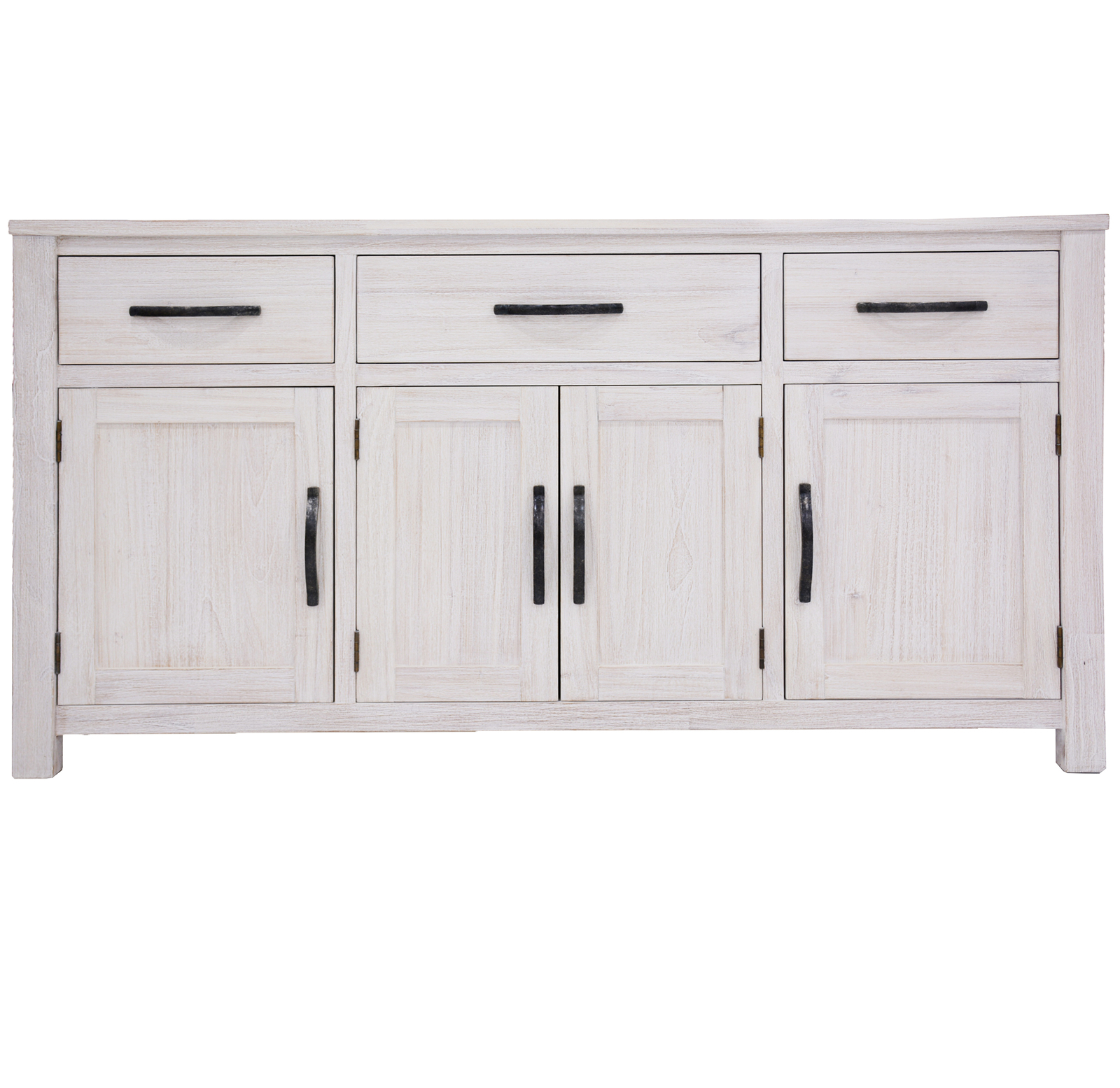 Buffet Table 158cm 4 Door 3 Drawer Solid Mt Ash Timber Wood – White