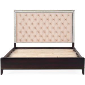 Amelia Antique Bed Frame Velvet Fabric Bedhead Solid Birch Timber Wood – KING