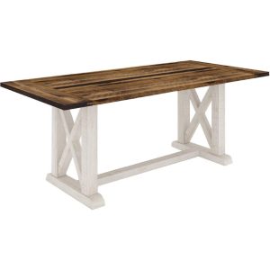 Erica Dining Table Solid Acacia Timber Wood Hampton Furniture Brown White – 240x100x77 cm