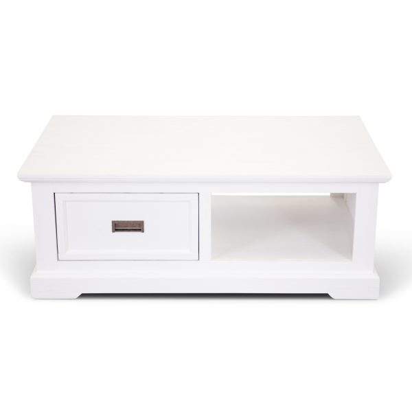 Laelia Coffee Table 120cm Solid Acacia Timber Wood Coastal Furniture – White