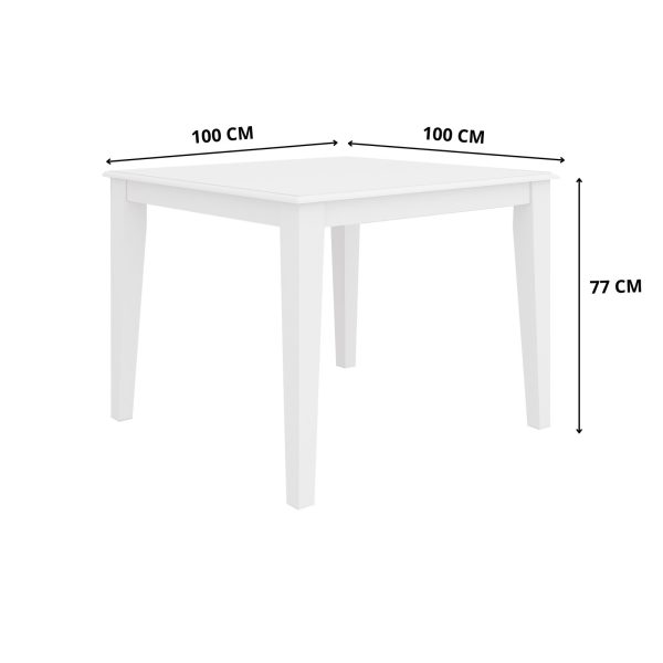 Daisy Dining Table Solid Acacia Timber Wood Hampton Furniture – White – 100x100x77 cm