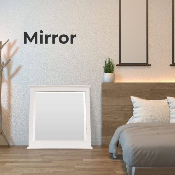 Dresser Mirror Vanity Dressing Table Acacia Wood Timber Frame – White