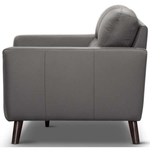 Norwell Genuine Leather Sofa Upholstered Lounge Couch – Gunmetal, 3 Seater