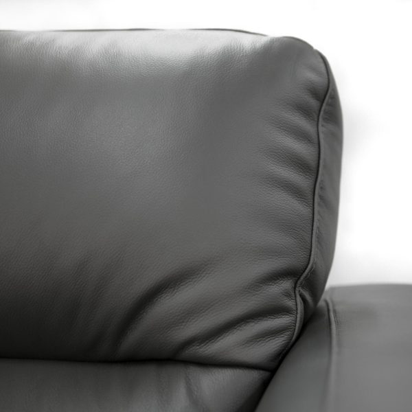Norwell Genuine Leather Sofa Upholstered Lounge Couch – Gunmetal, 3 Seater