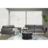 Norwell Genuine Leather Sofa Upholstered Lounge Couch – Gunmetal, 3 Seater