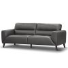 Norwell Genuine Leather Sofa Upholstered Lounge Couch – Gunmetal, 3 Seater