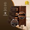 Amesbury 4pc Bed Frame Suite Bedside Tallboy Furniture Package – Walnut – KING