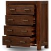 Amesbury 4pc Bed Frame Suite Bedside Tallboy Furniture Package – Walnut – KING