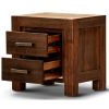 Amesbury 4pc Bed Frame Suite Bedside Tallboy Furniture Package – Walnut – KING