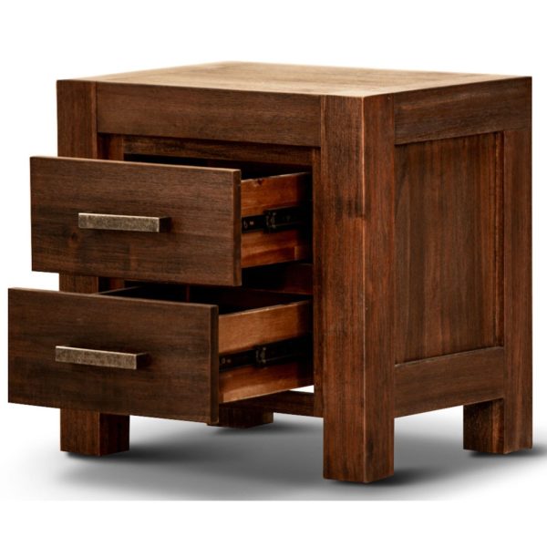 Amesbury 4pc Bed Frame Suite Bedside Tallboy Furniture Package – Walnut – KING