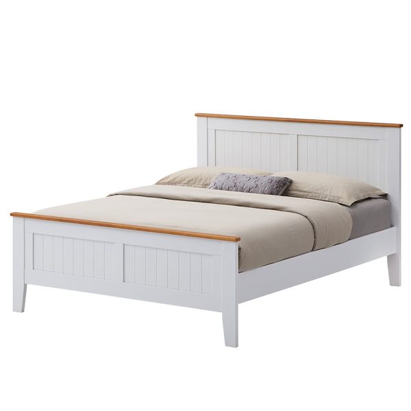 Lobelia 4pc Bed Suite Bedside Tallboy Bedroom Furniture Package – White – QUEEN