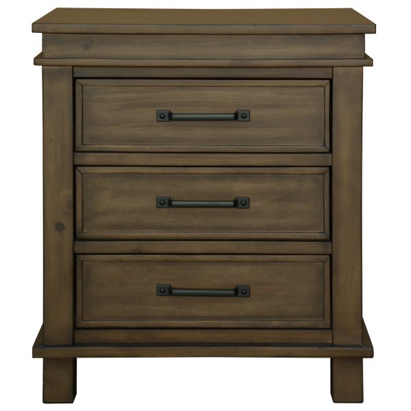 Seminole Bedside Tables 3 Drawers Storage Cabinet Shelf Side End Table – Rustic Grey