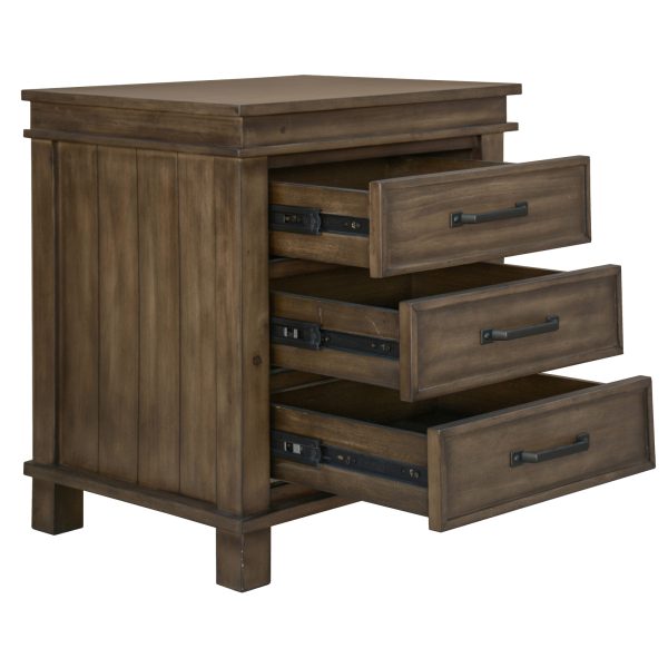 Seminole Bedside Tables 3 Drawers Storage Cabinet Shelf Side End Table – Rustic Grey