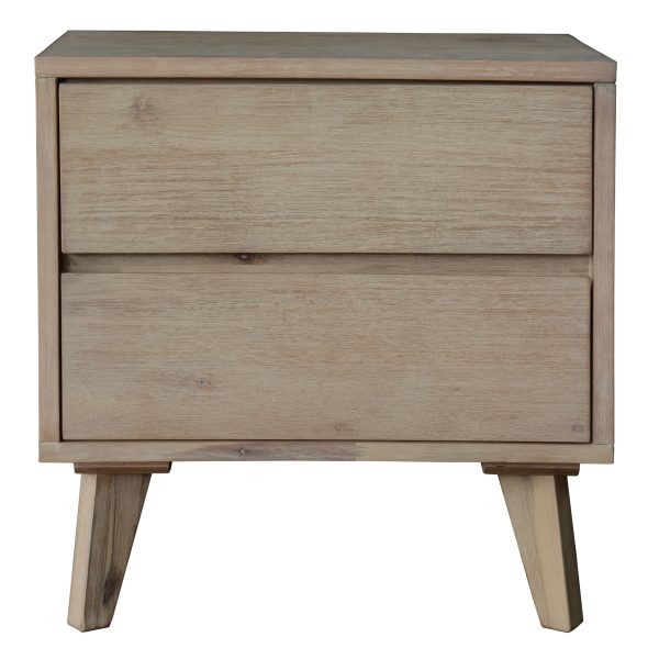 Bixby Bedside Nightstand 2 Drawers Storage Cabinet Shelf Side End Table – Brushed Smoke