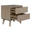 Bixby Bedside Nightstand 2 Drawers Storage Cabinet Shelf Side End Table – Brushed Smoke