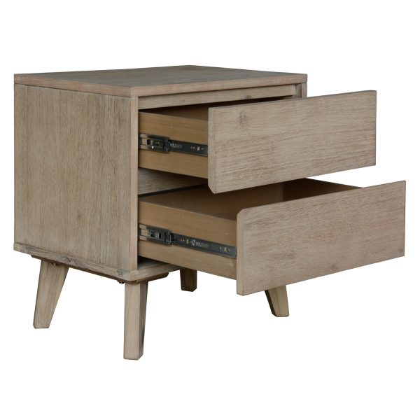 Bixby Bedside Nightstand 2 Drawers Storage Cabinet Shelf Side End Table – Brushed Smoke