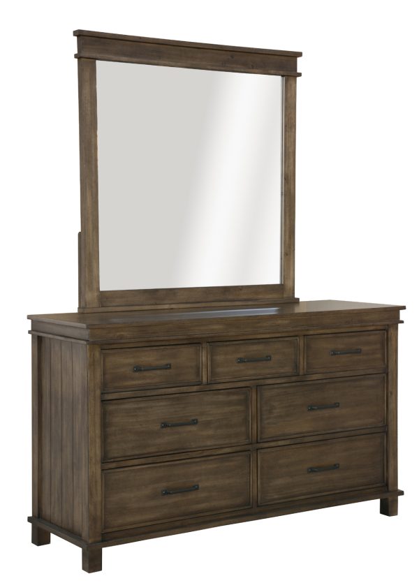 Dresser Mirror 7 Chest of Drawers Tallboy Storage Cabinet – Rustic Grey