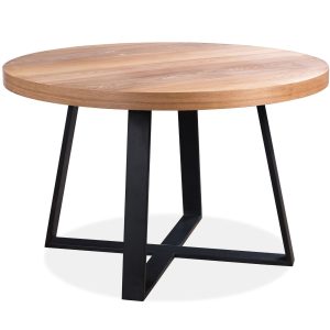 Petunia  Dining Table Elm Timber Wood Black Metal Leg – Natural – 120x120x76 cm