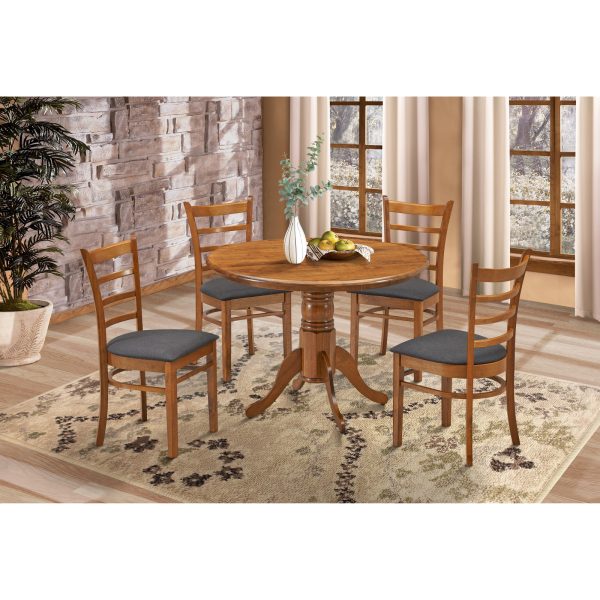 Linaria Round Dining Table 106cm Pedestral Stand Solid Rubber Wood – Walnut