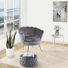 Cosmos Tufted Velvet Fabric Round Ottoman Footstools – Grey