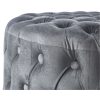 Cosmos Tufted Velvet Fabric Round Ottoman Footstools – Grey