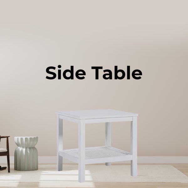 Bohemia Coffee Side Table Laptop Desk Bedside Sofa End Tables Mindi Wood – White