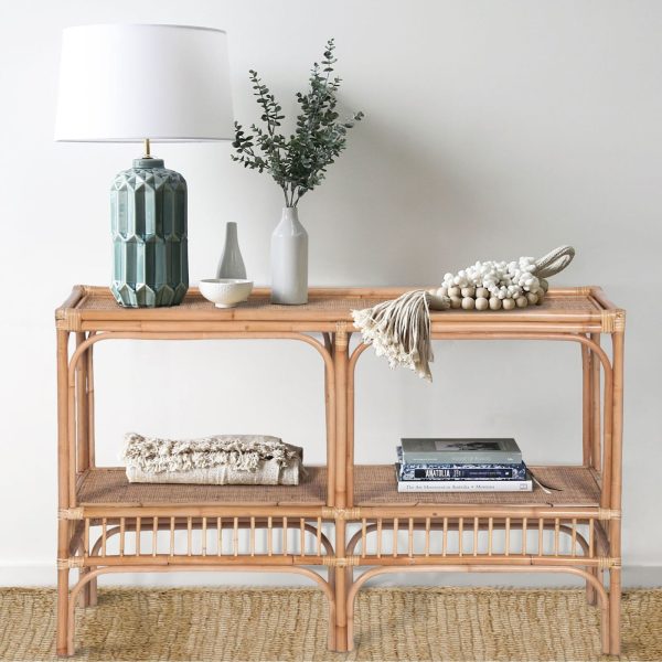 Earthy 120cm Rattan Cane Console Entry Entrance Hallway Table – Natural