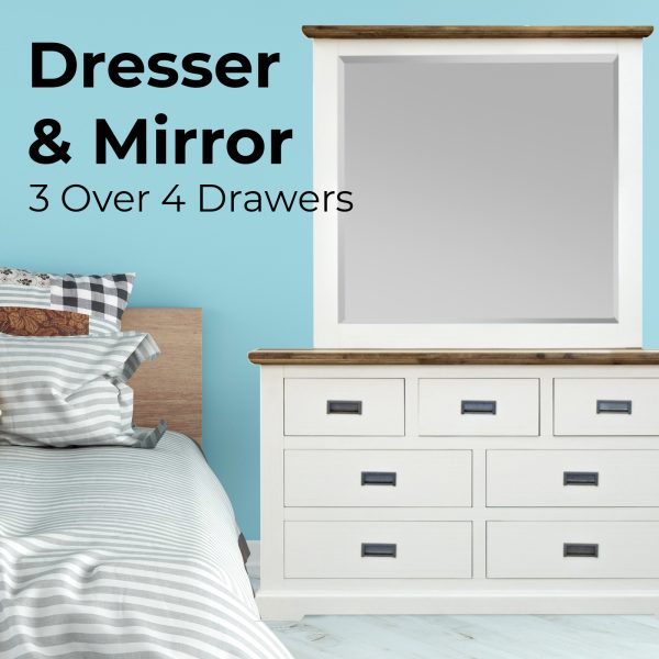 Dresser Mirror 7 Chest of Drawers Tallboy Storage Cabinet – Multi Color