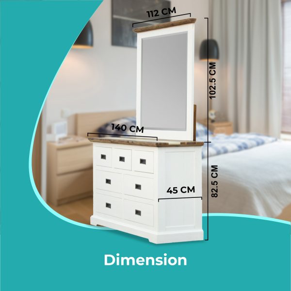 Dresser Mirror 7 Chest of Drawers Tallboy Storage Cabinet – Multi Color