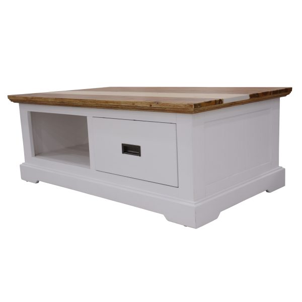 Coffee Table 120cm 1 Drawer Solid Acacia Timber Wood – Multi Color