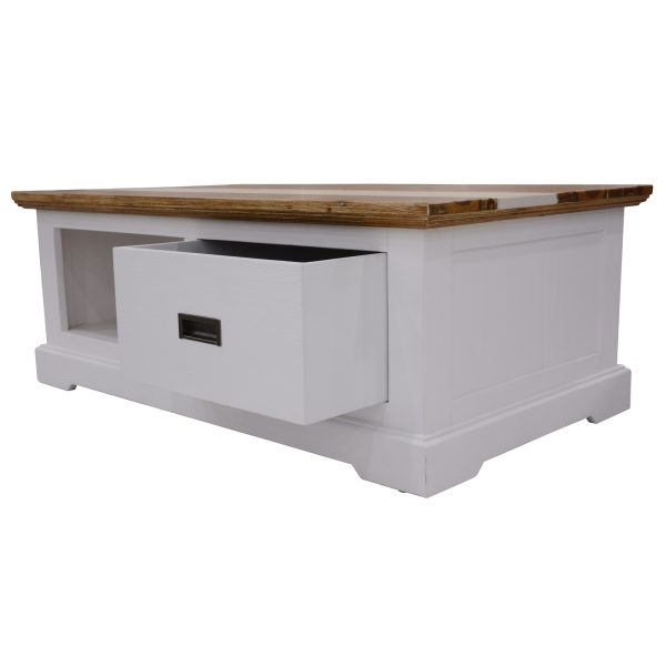 Coffee Table 120cm 1 Drawer Solid Acacia Timber Wood – Multi Color