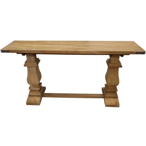 Gloriosa Console Entry Hallway Table 160cm Pedestal Mango Wood – Honey Wash