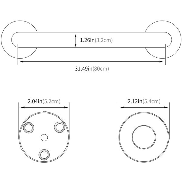 Stainless Steel Handle for Shower Toilet Grab Bar Handle Bathroom Stairway Handrail Elderly Senior Assist – 80 cm