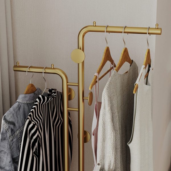 Metal Coat Rack Marble Base Hooks Clothes Coats Bag Tree Hat Display Hanger Stand Organiser 2 Pole