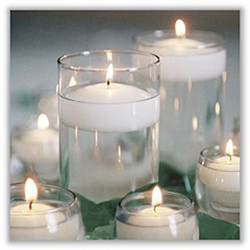 10 Pack of 6 Hour White Floating Candles – 5.8cm diameter – wedding party decoration