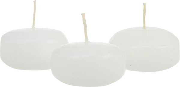 10 Pack of 6 Hour White Floating Candles – 5.8cm diameter – wedding party decoration