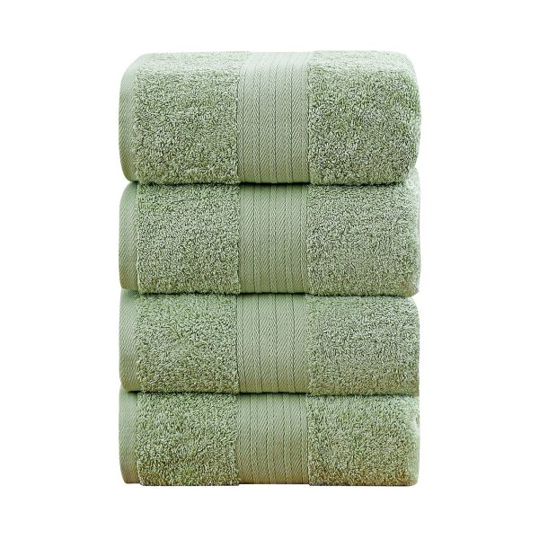 4 Piece Cotton Bath Towels Set – Sage Green