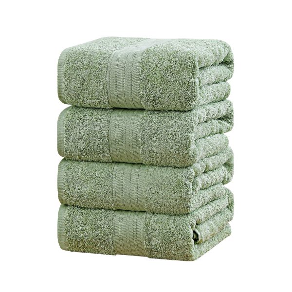 4 Piece Cotton Bath Towels Set – Sage Green