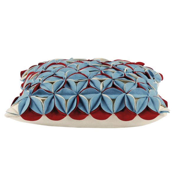 Amelie Aqua Blue & Red 3D Texture Cushion Cover