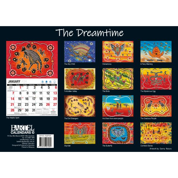 The Dreamtime – 2024 Rectangle Wall Calendar 16 Months Aboriginal Art New Year