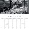 Steam Trains – 2024 Square Wall Calendar 16 Month Black & White Planner New Year