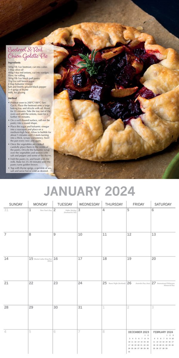 Tasty Vegetarian Recipes – 2024 Square Wall Calendar 16 Months Food Planner Gift