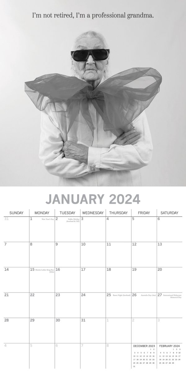 Wrinkly Wit – 2024 Square Wall Calendar 16 Months Funny Planner New Year Gift