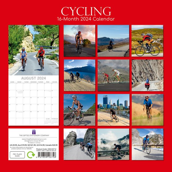 Cycling – 2024 Square Wall Calendar 16 Months Lifestyle Planner New Year Gift