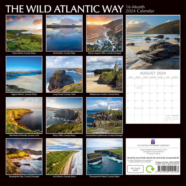 The Wild Atlantic Way – 2024 Square Wall Calendar 16 Month Planner New Year Gift