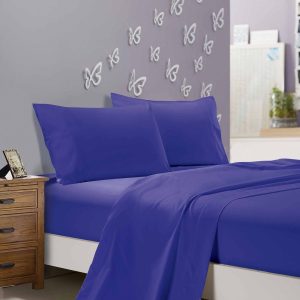 1000TC Ultra Soft King Size Bed Flat & Fitted Sheet Set – Royal Blue