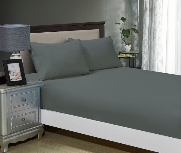 1000TC Ultra Soft Fitted Sheet & Pillowcase Set – King Single Size Bed – Charcoal